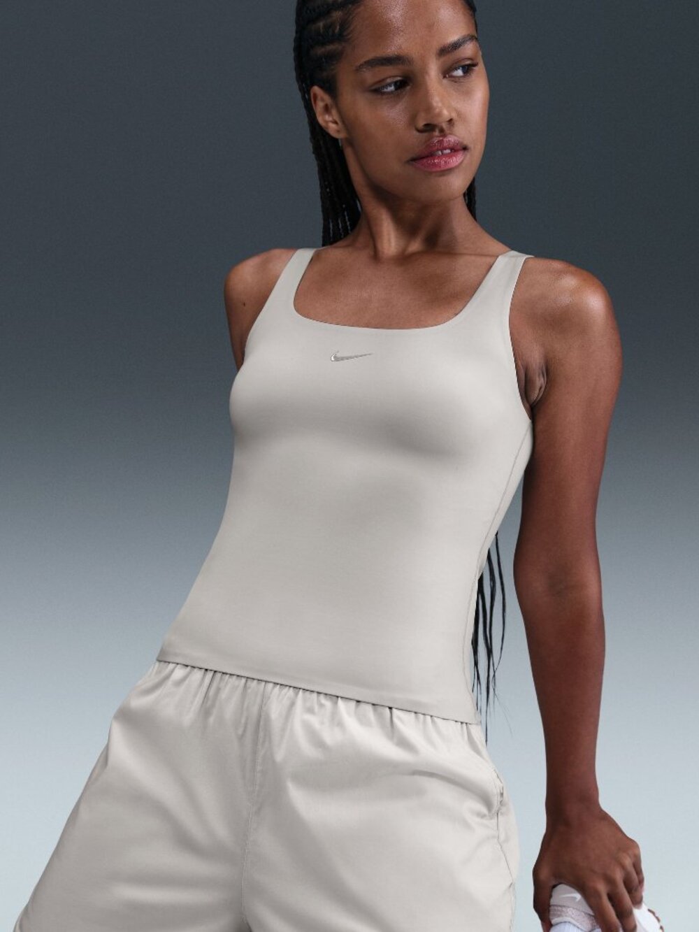 New Nike Form Stealth Evaporation Tank Top Biege Square Neck  XS / S / M / XL